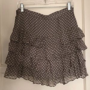 Taupe mini skirt.